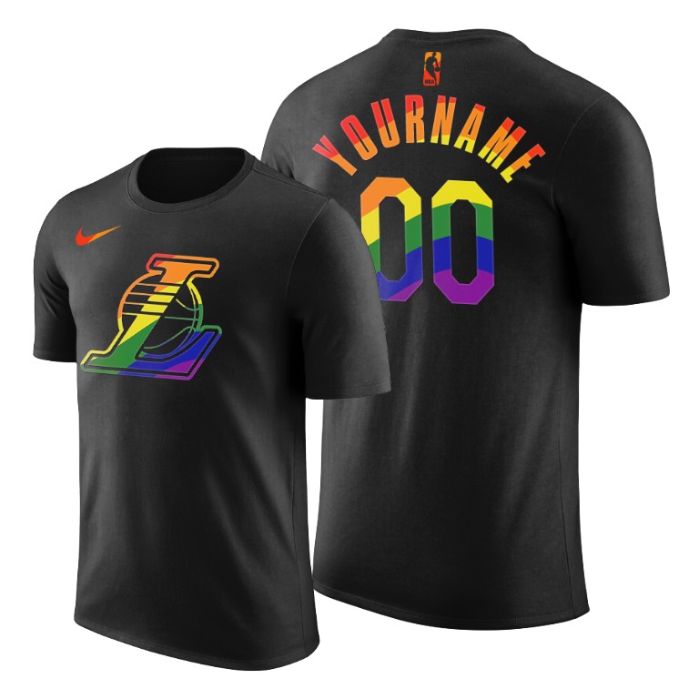 Men's Los Angeles Lakers Custom #00 NBA 2020 Month LGBT Pride Black Basketball T-Shirt MOS7583CG